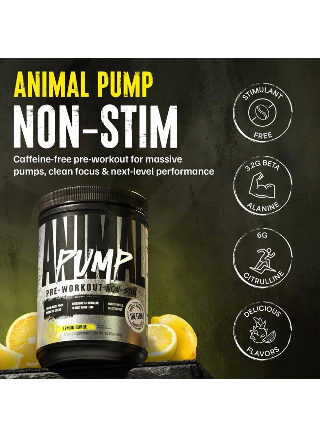 ANIMAL Pump Pre-Workout Non Stim Powder Lemon Surge 442g - Image 2
