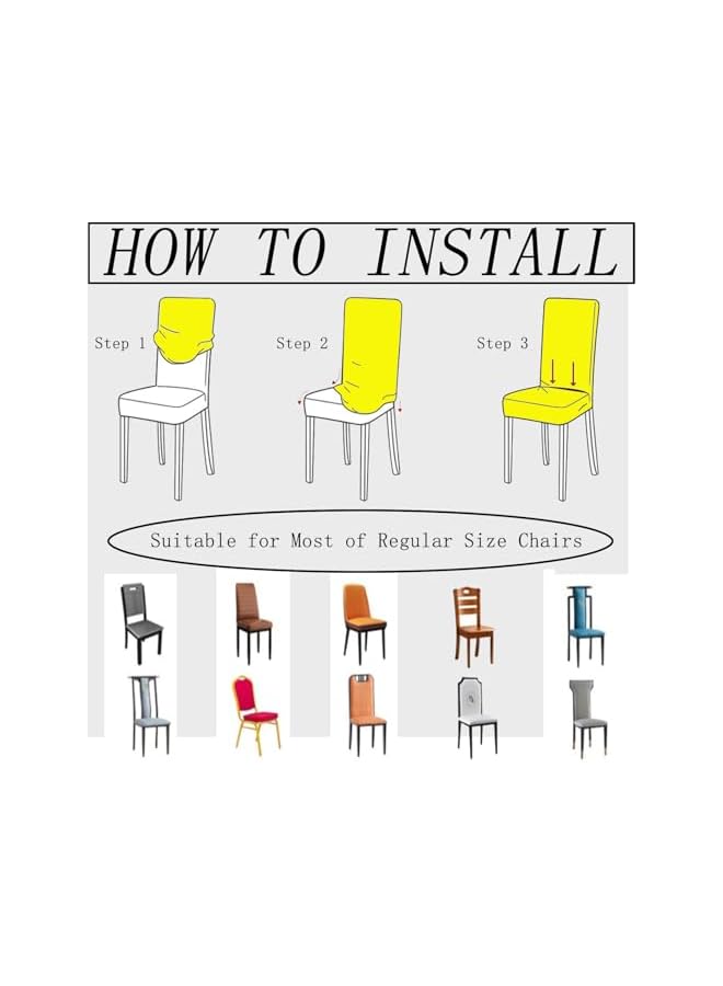 The Bros Dining chair covers set of 6, Stretch Chair covers for dining chairs, Removable Washable Dining Chair Slipcovers for Home, Hotel, Banquet,Cover for chairs dining room,Marble Milk Silk Print - Image 4