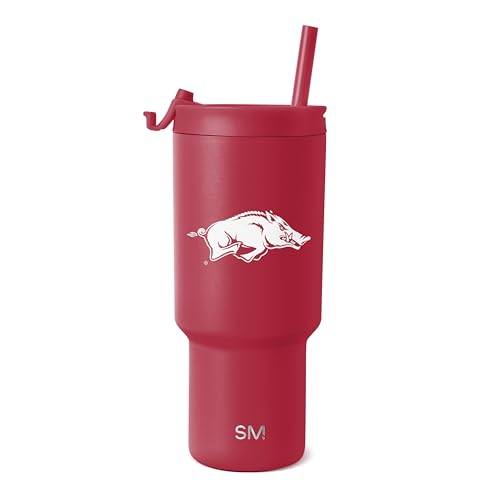 Simple Modern Officially Licensed Collegiate Arkansas Razorbacks 30 oz Tumbler with Flip Lid and Straws Insulated Cup Stainless Steel Gifts for Men Women Trek Collection University of Arkansas - Image 1