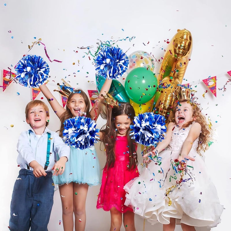 CREATIEE-PRO 4Pcs Metallic Cheerleading Pom Poms, Creatiee 2 Pair Cheerleader Cheering Squad Pompoms for School Sports Dance Games Team Spirit Cheer - Image 5