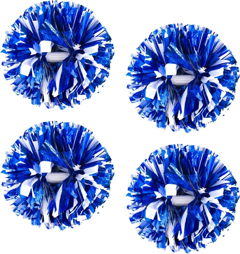 CREATIEE-PRO 4Pcs Metallic Cheerleading Pom Poms, Creatiee 2 Pair Cheerleader Cheering Squad Pompoms for School Sports Dance Games Team Spirit Cheer - Image 1