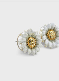 Les Nereides Flower On Faceted Glass Stud Earrings  - Image 2