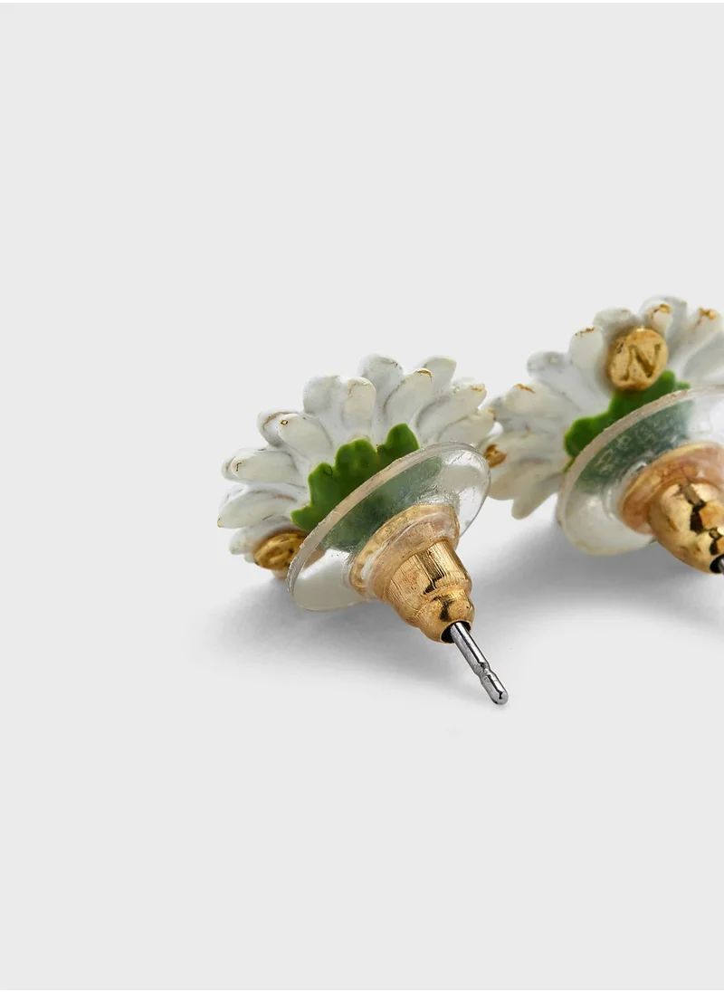 Les Nereides Flower On Faceted Glass Stud Earrings
