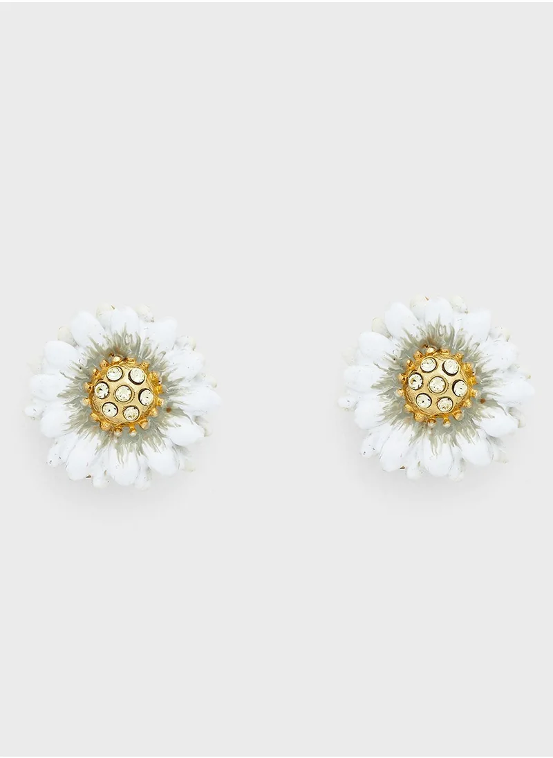 Les Nereides Flower On Faceted Glass Stud Earrings