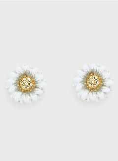 Les Nereides Flower On Faceted Glass Stud Earrings  - Image 1