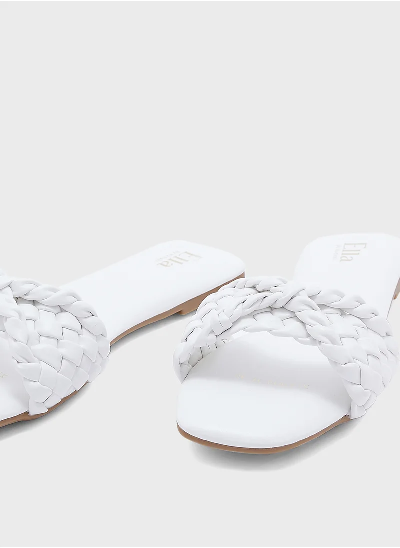 ELLA Twisted weave Detail Flat Sandal