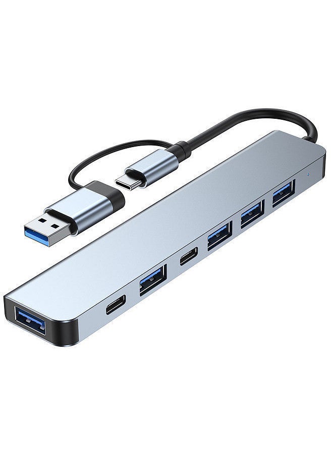 Y&D - 2217 USB-A+USB-C Hub Adapter 7-in-1 Multi-port USB Docking Station with USB3.0+USB2.0*4+PD+USB-C Data Port Extension for Laptops Smartphones Desktops - Image 1