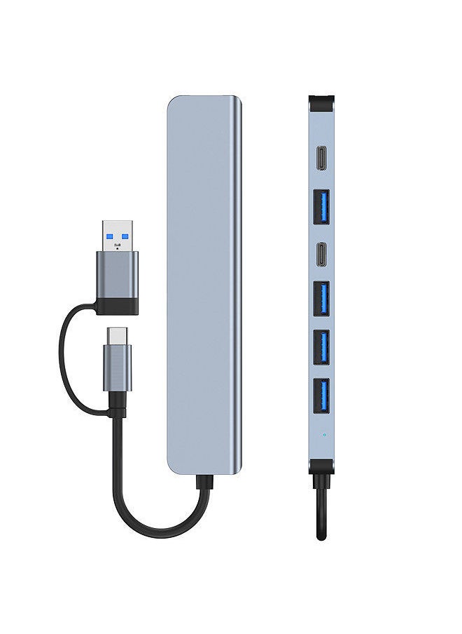Y&D - 2217 USB-A+USB-C Hub Adapter 7-in-1 Multi-port USB Docking Station with USB3.0+USB2.0*4+PD+USB-C Data Port Extension for Laptops Smartphones Desktops - Image 1