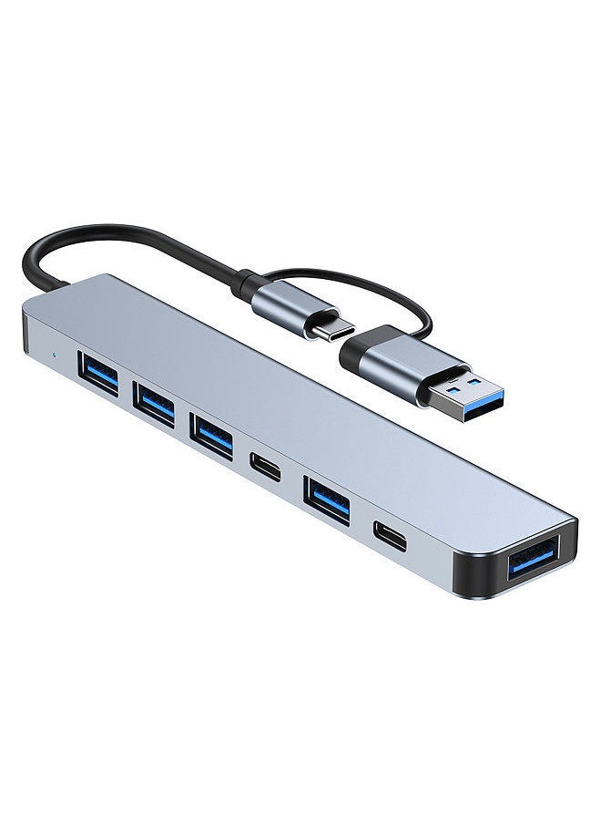 Y&D - 2217 USB-A+USB-C Hub Adapter 7-in-1 Multi-port USB Docking Station with USB3.0+USB2.0*4+PD+USB-C Data Port Extension for Laptops Smartphones Desktops - Image 1