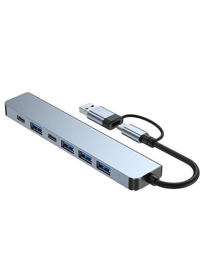 Y&D - 2217 USB-A+USB-C Hub Adapter 7-in-1 Multi-port USB Docking Station with USB3.0+USB2.0*4+PD+USB-C Data Port Extension for Laptops Smartphones Desktops - Image 1