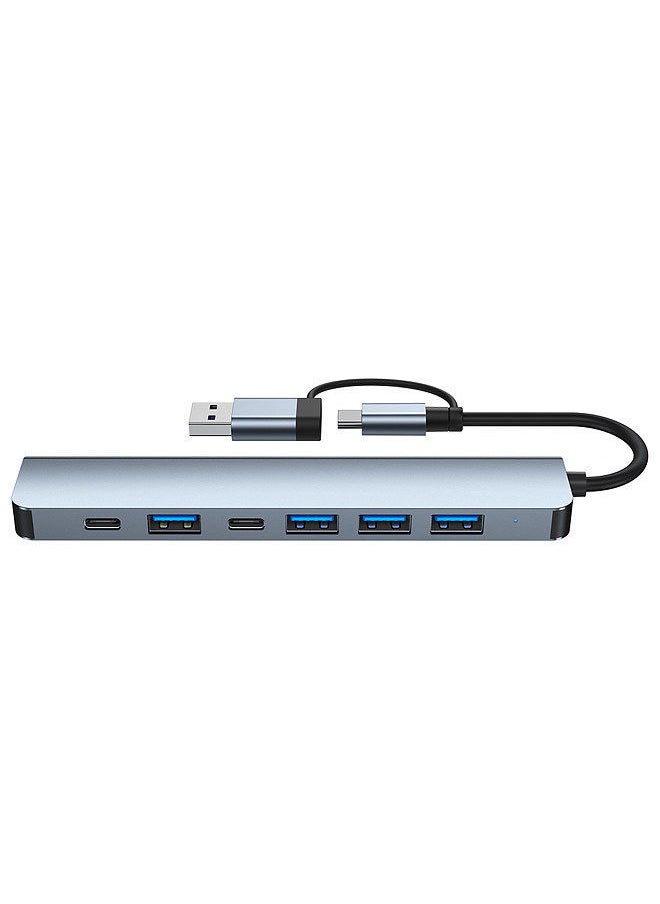 Y&D - 2217 USB-A+USB-C Hub Adapter 7-in-1 Multi-port USB Docking Station with USB3.0+USB2.0*4+PD+USB-C Data Port Extension for Laptops Smartphones Desktops - Image 1
