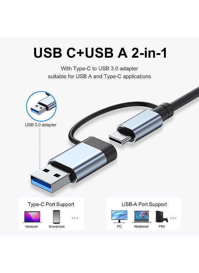 Y&D - 2217 USB-A+USB-C Hub Adapter 7-in-1 Multi-port USB Docking Station with USB3.0+USB2.0*4+PD+USB-C Data Port Extension for Laptops Smartphones Desktops - Image 1