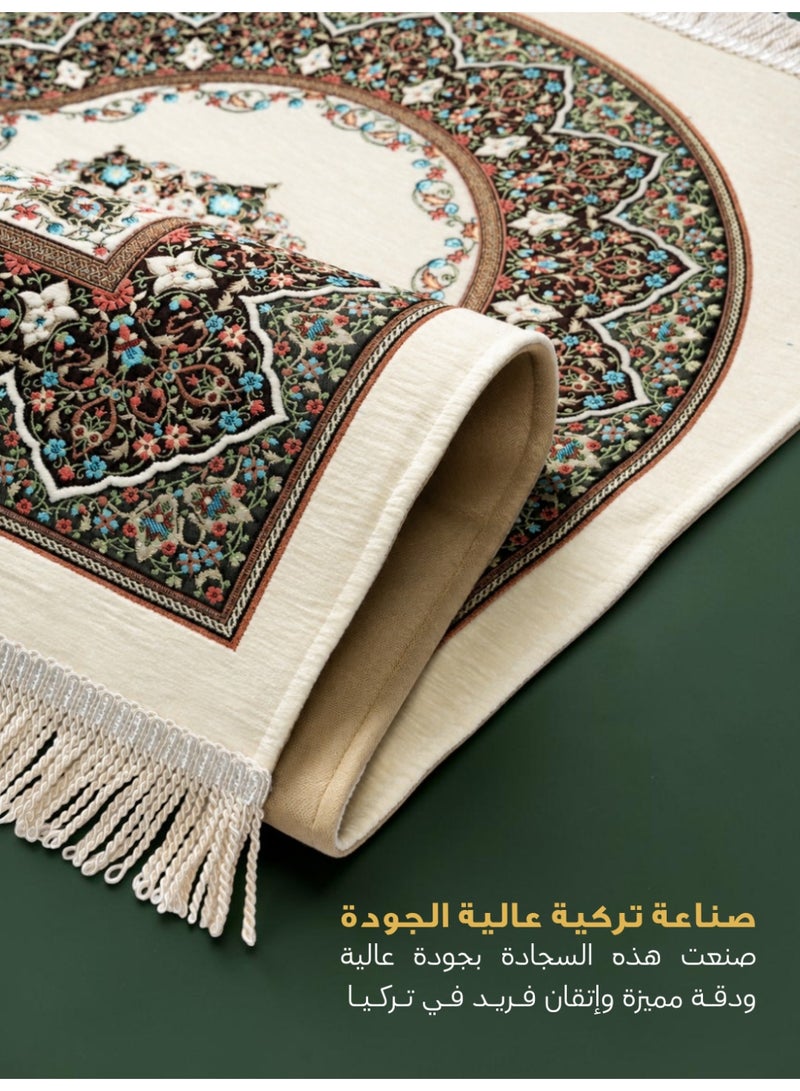 الفاتح سجادة صلاة شانيل تركية فاخرة مبطنة بالإسفنج الحراري بتصميم إسلامي حصري مميز مقاس 120×70 سم - Image 2