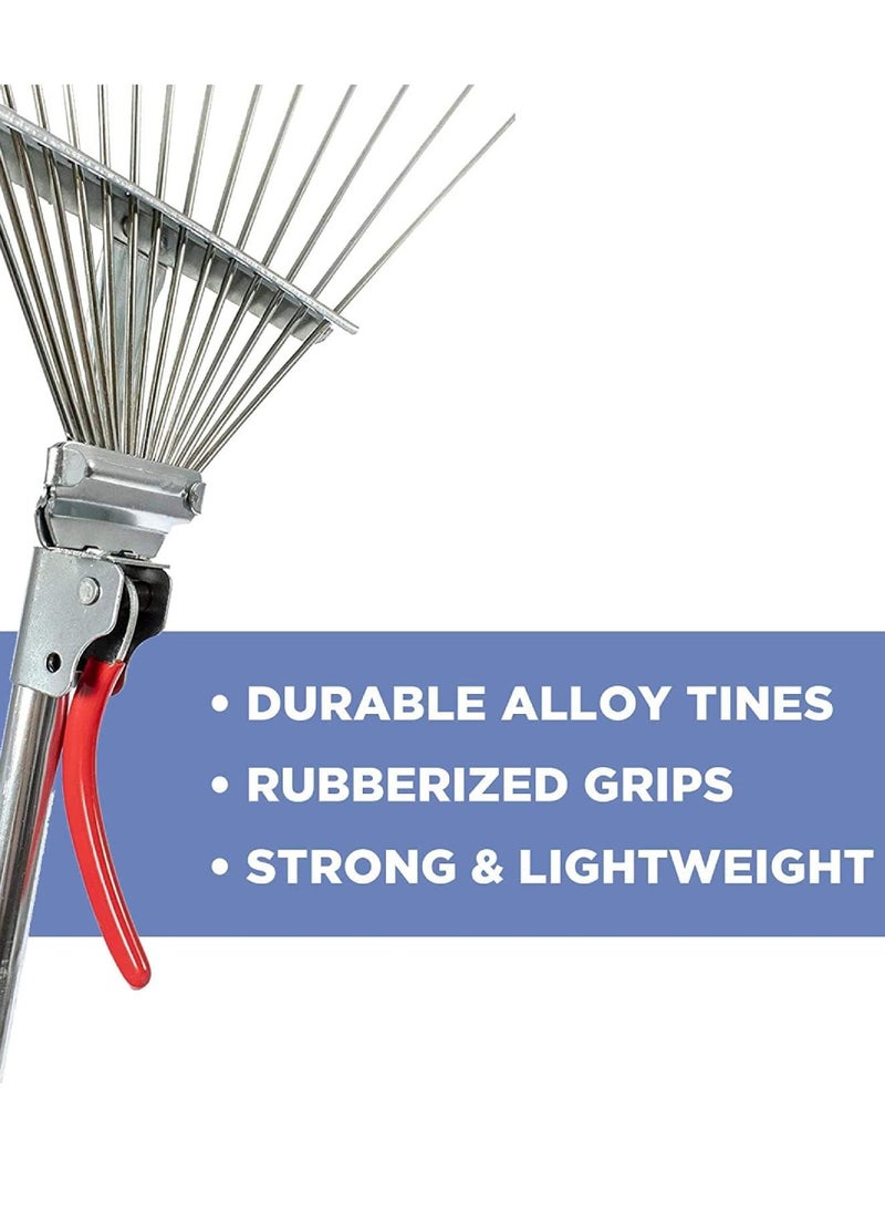 Adjustable Aluminum Handle 15 Teeth Gardening Hand Tools Telescopic Garden Leaf Rake Garden Tool Folded Length 115CM Extended Length 150CM