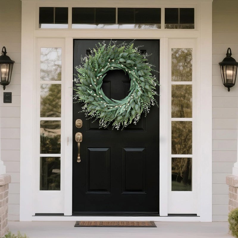 YXZZWL 32" Eucalyptus Wreath for Front Door - Large Artificial Greenery Outdoor Wreath for Porch, Window,Farmhouse,Home,Holiday,Hanging Decor- Spring, Summer, Fall, All Seasons (Green) - Image 3