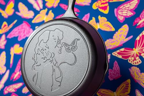 Lodge 10.25 Inch Dolly Parton Pre-Seasoned Cast Iron Stamped Skillet - Signature Teardrop Handle - Use in the Oven, on the Stove, on the Grill, or Over a Campfire, Black - Image 2