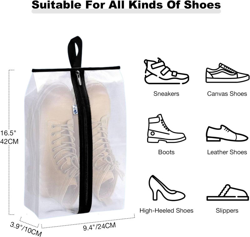 Lify Travel Shoe Bag with Handle and Zipper Closure for Travel and Home Use as Soccer Shoe Bag - Waterproof, Dustproof, Transparent- 6 Piece Pack (Black (3Pcs)+ Grey (3Pcs)) - Image 2