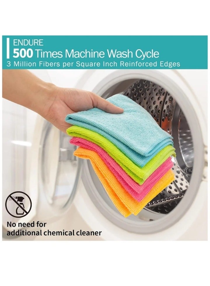 نقطة التسوق مجموعة مناشف تنظيف من الألياف الدقيقة - فائقة الامتصاص، خالية من الوبر، متعددة الألوان - عبوة من 10 قطع للمنزل والمطبخ والسيارة - Image 3