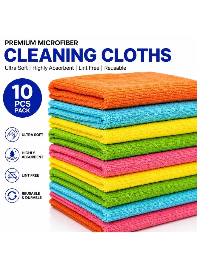 Shopping Point Microfiber Cleaning Cloth Set – Super Absorbent, Lint-Free, Multi-Color – Pack of 10 for Home, Kitchen & Car - Image 1