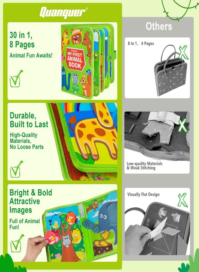 Quanquer كتاب كوانكر للحيوانات للأطفال الصغار 1-3 - ألعاب مونتيسوري للأطفال بعمر سنة، لعبة تعليمية للسفر بالطائرة أو السيارة، هدايا عيد الميلاد أو عيد الميلاد للأطفال الصغار - Image 3