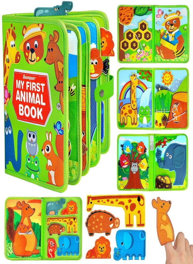Quanquer كتاب كوانكر للحيوانات للأطفال الصغار 1-3 - ألعاب مونتيسوري للأطفال بعمر سنة، لعبة تعليمية للسفر بالطائرة أو السيارة، هدايا عيد الميلاد أو عيد الميلاد للأطفال الصغار - Image 1