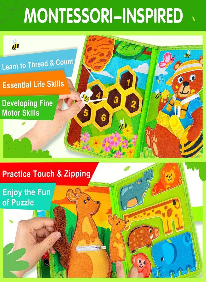 Quanquer كتاب كوانكر للحيوانات للأطفال الصغار 1-3 - ألعاب مونتيسوري للأطفال بعمر سنة، لعبة تعليمية للسفر بالطائرة أو السيارة، هدايا عيد الميلاد أو عيد الميلاد للأطفال الصغار - Image 5