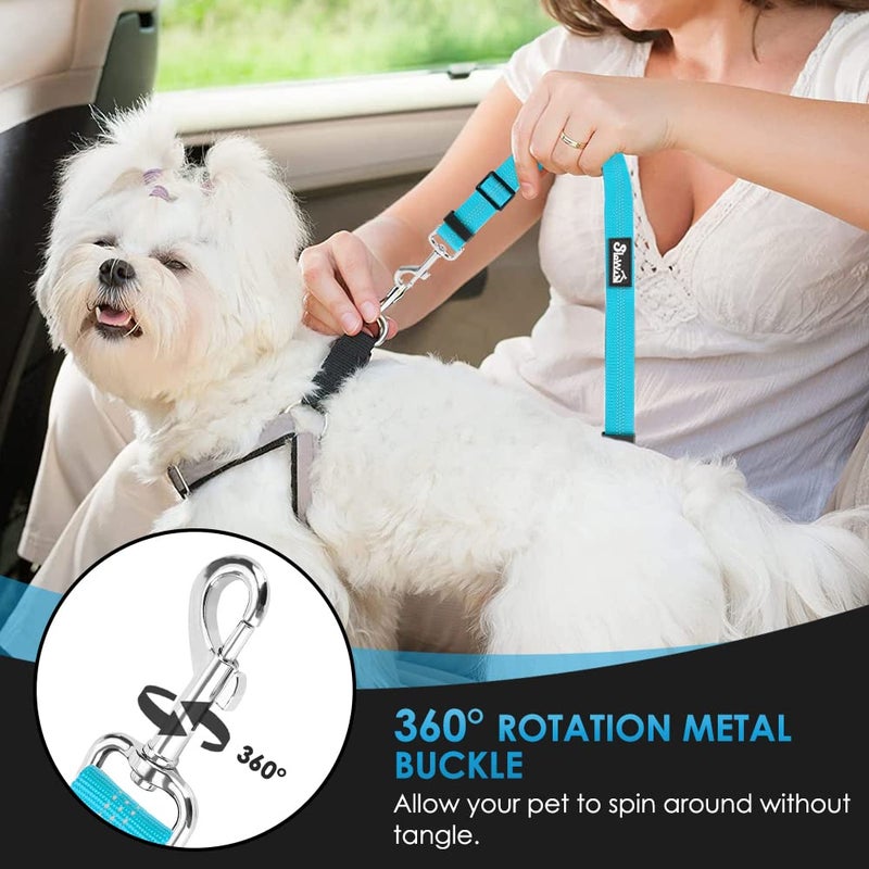 Lukovee Dog Car Seat Belt, 2 Pack Headrest Restraint Seatbelt, Adjustable Pet Safety Leads with Reflective Elastic Bungee for Dog Harness Collar Travel Daily Use (Tiffany Blue,Headrest+Clip) - Image 4