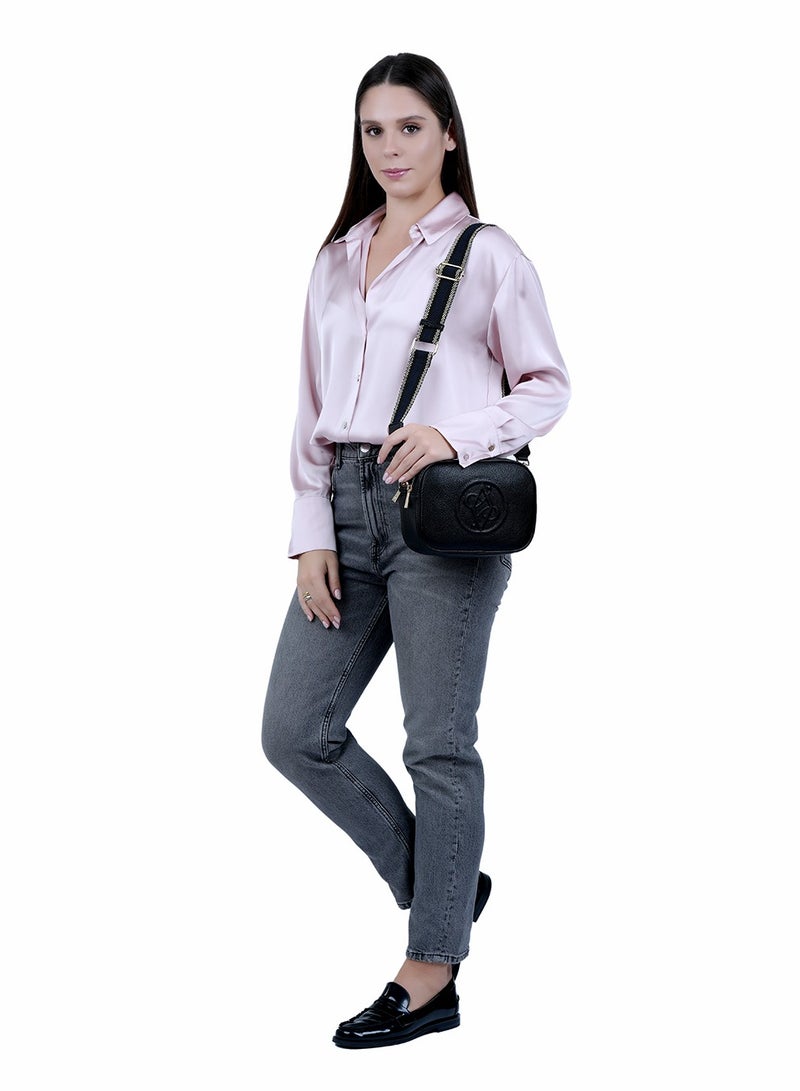 AMICA Rue Ladies Leather Women's Shoulder Crossbody Bag with Woven Strap - Image 5