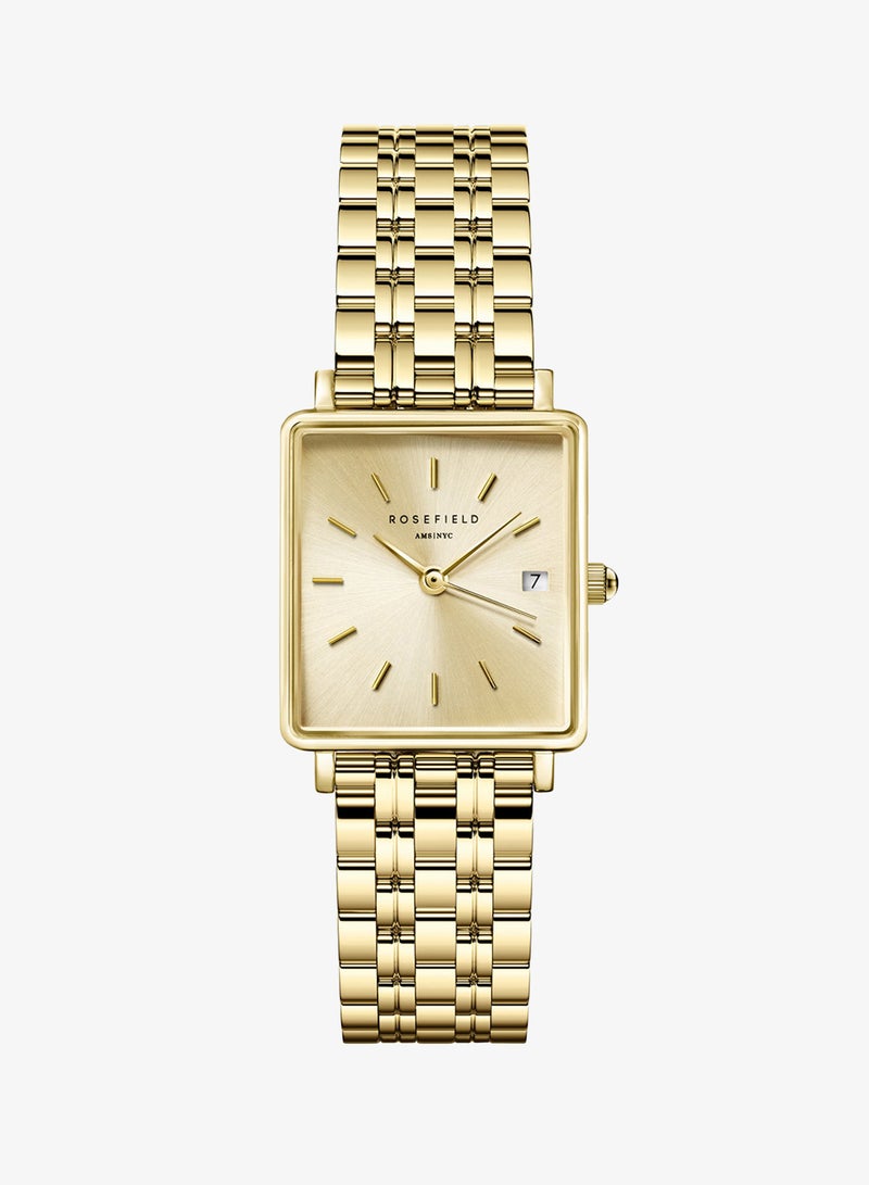 Rosefield Boxy XS Champagne Steel Gold Women Watch - QCGSG-Q048 - Image 1