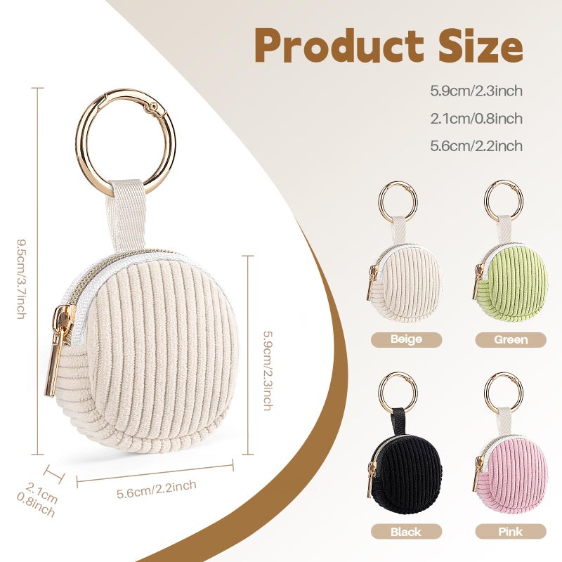 Playexen Jewelry Ring Holder Keychain, Portable Jewelry Holder Storage Box with Buckle, Corduroy Small Travel Ring Keeper Case for Rings, Earrings, Stud, Necklaces (Black) - Image 2