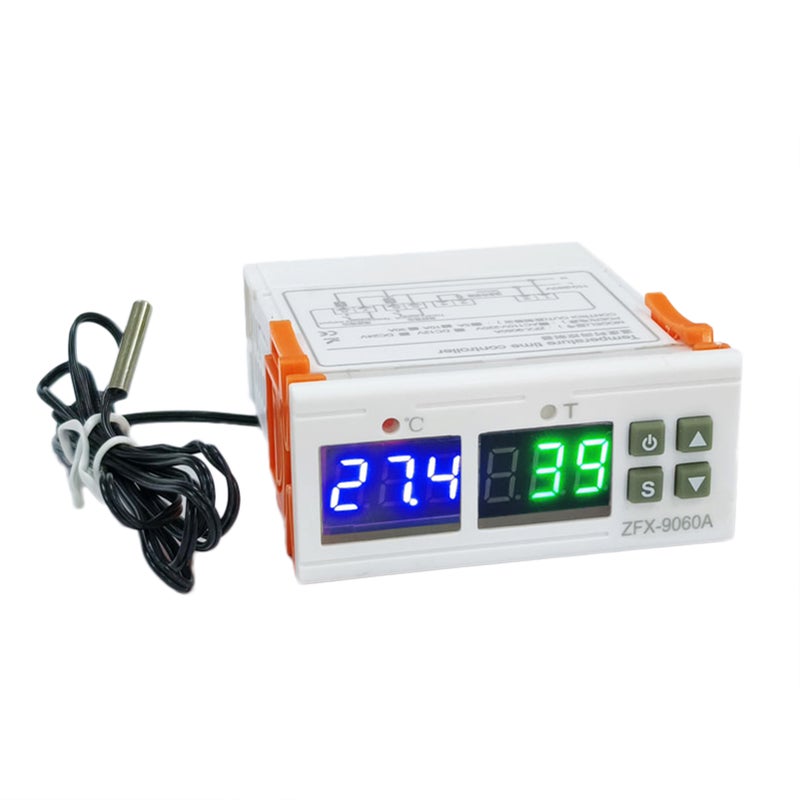 Digital Temperature Controller: DC12V 10A White ABS Flame-Retardant Casing - High Accuracy ±0.1℃ -50℃ To 120℃ Range - Intuitive LCD Dual Display For Poultry Breeding Aquaculture Greenhouses - Image 1