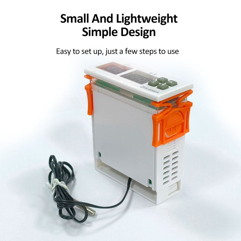 Digital Temperature Controller: DC12V 10A White ABS Flame-Retardant Casing - High Accuracy ±0.1℃ -50℃ To 120℃ Range - Intuitive LCD Dual Display For Poultry Breeding Aquaculture Greenhouses - Image 3