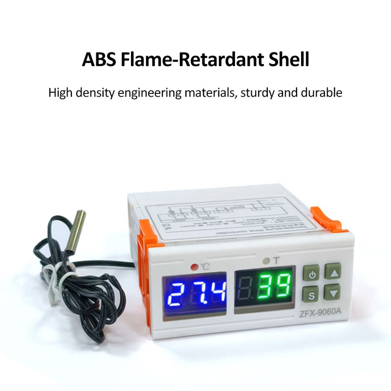 Digital Temperature Controller: DC12V 10A White ABS Flame-Retardant Casing - High Accuracy ±0.1℃ -50℃ To 120℃ Range - Intuitive LCD Dual Display For Poultry Breeding Aquaculture Greenhouses - Image 5