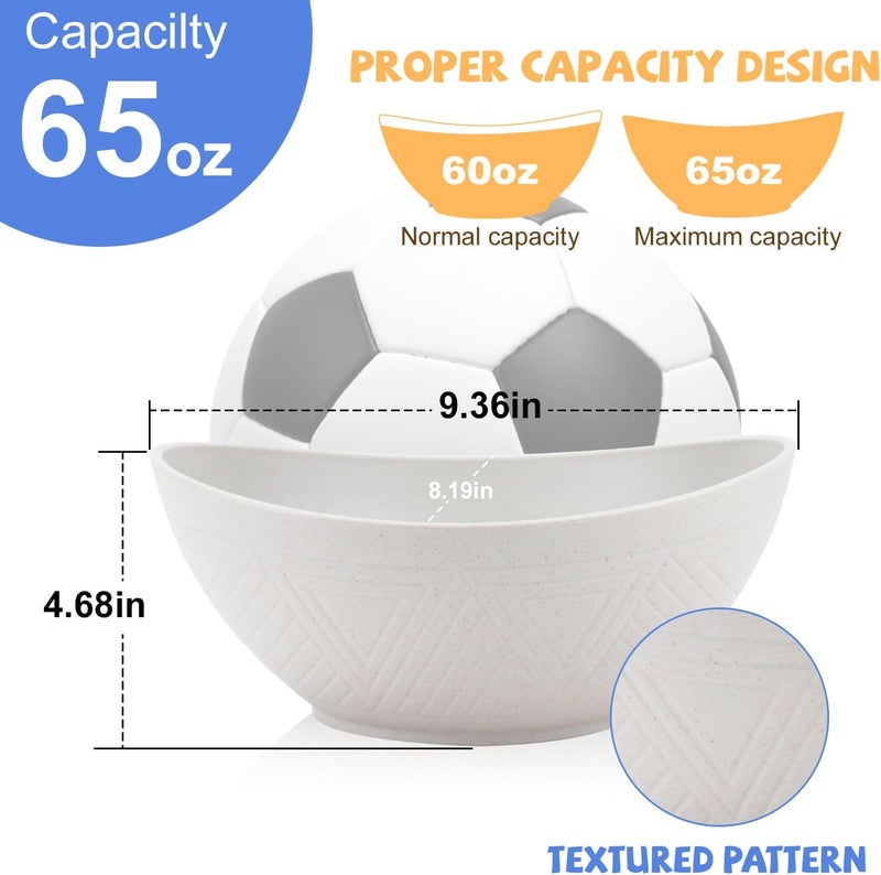 Wrova Wheat Straw Bowls Set of 2 with Textured PatternUnbreakable Large Salad BowlsPlastic Bowls Dishwasher  MicrowaveSturdy and Stackable Kitchen Bowl Sets for ServingOatmealWhite - Image 2