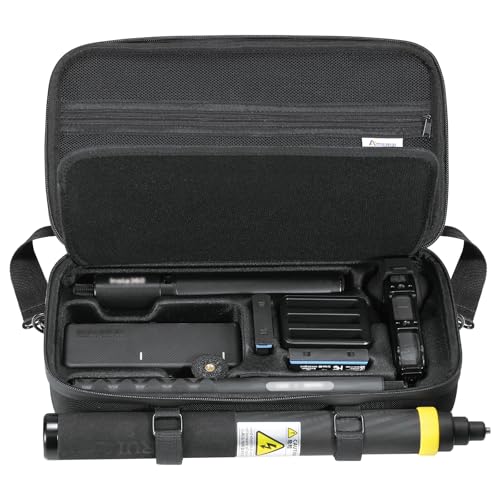 AMAZEAR Carrying Case for Insta360 X5 Accessories, Insta 360 X5 X4 Air Action Camera Waterproof Travel Carry Bag with Shoulder Strap, Compatible with 3M 9.8ft 2-in-1 Selfie Stick Tripod, Pure Black - Image 1