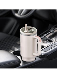 Generic 40 OZ Tumbler Lid Replacement for Stanley Quencher, 2 Pack Flip Straw Replacement Lids with 2 Straws for 40 OZ Tumbler, Spill Proof Tumbler Lids for Stanley Cup, Beige  - Image 5