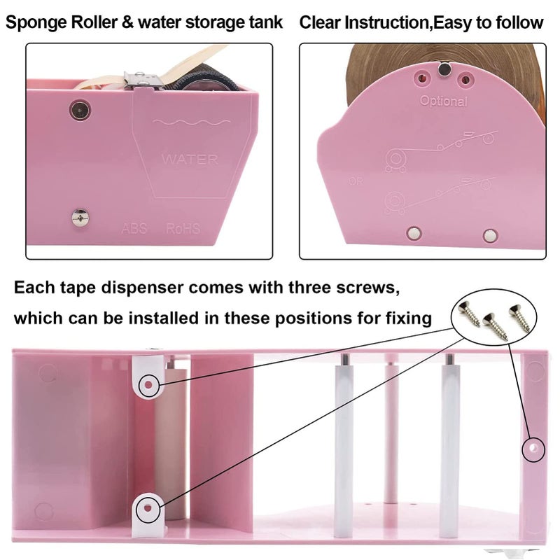 WELSTIK Water Activated Gummed Kraft Paper Tape Packaging Dispenser 3 Inch for Shipping, Carton and Box Sealing, Pink - Image 2