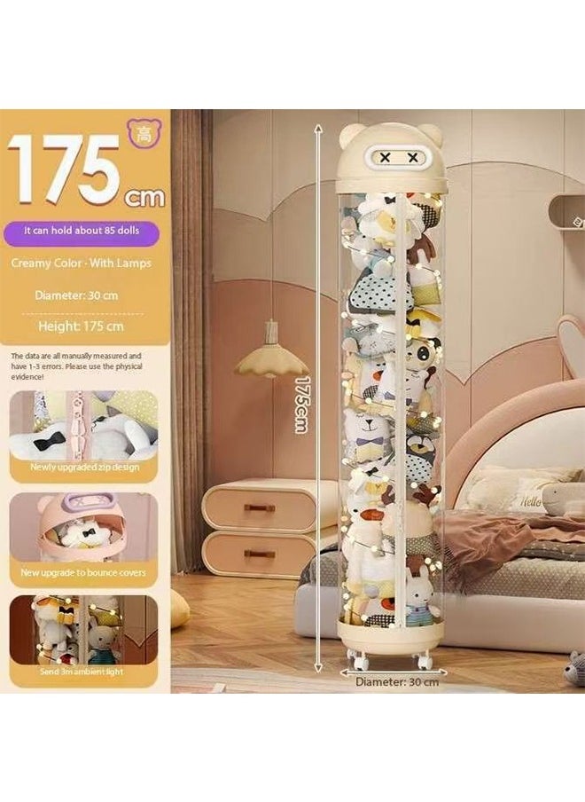 JCB CHIC - Stuffed Animal Storage Tube, Transparent Stuffed Toy Display Tube , Vertical Toy Storage Tube With Wheels, Plush Tube Storage Organizer Display Tube（175CM） - Image 1