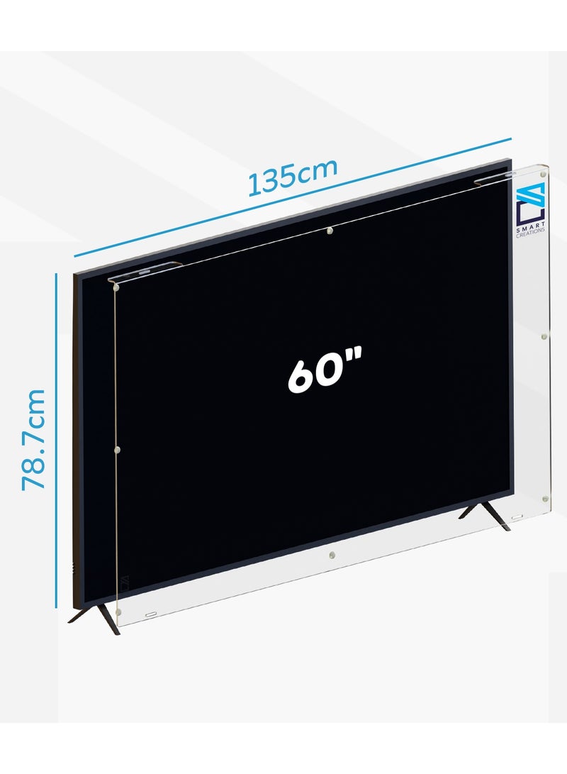 سمارت كريشنز واقي شاشة تلفزيون مقاس 60 بوصة مقاوم للكسر عالي الجودة ومضاد للأشعة الزرقاء واقي للعين مقاوم للماء قابل للإزالة - Image 2