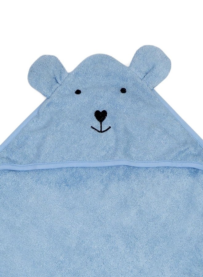 CREEVA Cuddle Baby/Kids Hooded Bath Towel in Baby Blue – Soft Bamboo Cotton with Cute Cartoon Face & 3D Ears 100% Bamboo Cotton, Super Absorbent Bath Wrap for Newborns & Toddlers | (0-5 Years) - Image 3