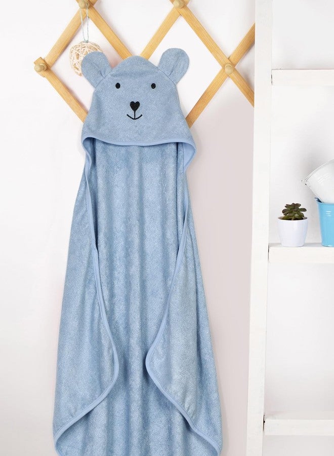 CREEVA Cuddle Baby/Kids Hooded Bath Towel in Baby Blue – Soft Bamboo Cotton with Cute Cartoon Face & 3D Ears 100% Bamboo Cotton, Super Absorbent Bath Wrap for Newborns & Toddlers | (0-5 Years) - Image 2