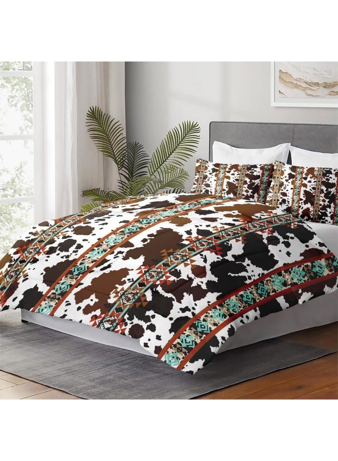 WeCozy Comforter Set Queen Size, Animal Vintage Retro Soft 3 Pcs Bedding with 2 Pillowcases for Kids and Adults, Cow Brown Cowhide Comforter Set for Bedroom Bed Decor - Image 4