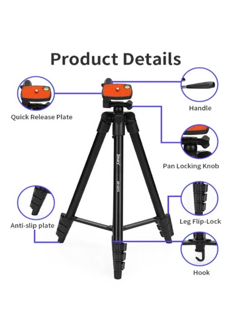 ELTRAZONE KP-2205 Adjustable Tripod Stand with Universal Mobile Holder – Lightweight Aluminium Tripod for Photography, Video Recording, Vlogging, Zoom Calls – 360° Rotation, Anti-Slip Feet, Carry Bag Included – Compatible with iPhone, Android, DSLR, GoPro & More  - Image 3