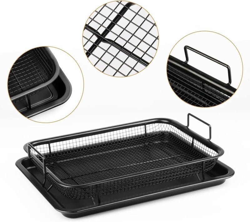 Black Rectangular Roaster with Colander, Air Fryer Replacement, 2 in 1 - Image 2