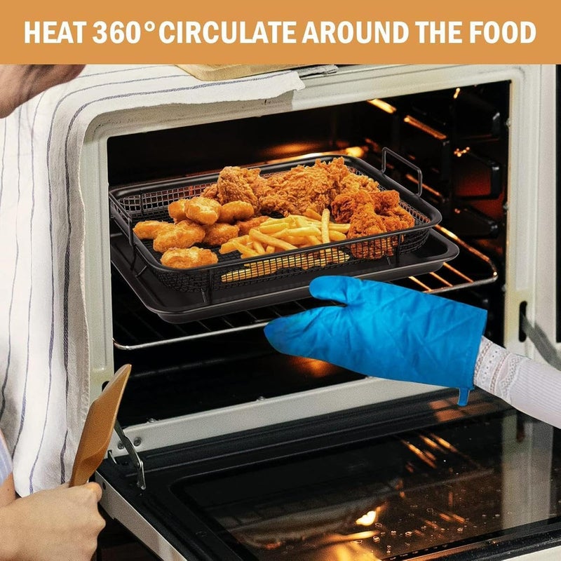 Black Rectangular Roaster with Colander, Air Fryer Replacement, 2 in 1 - Image 4