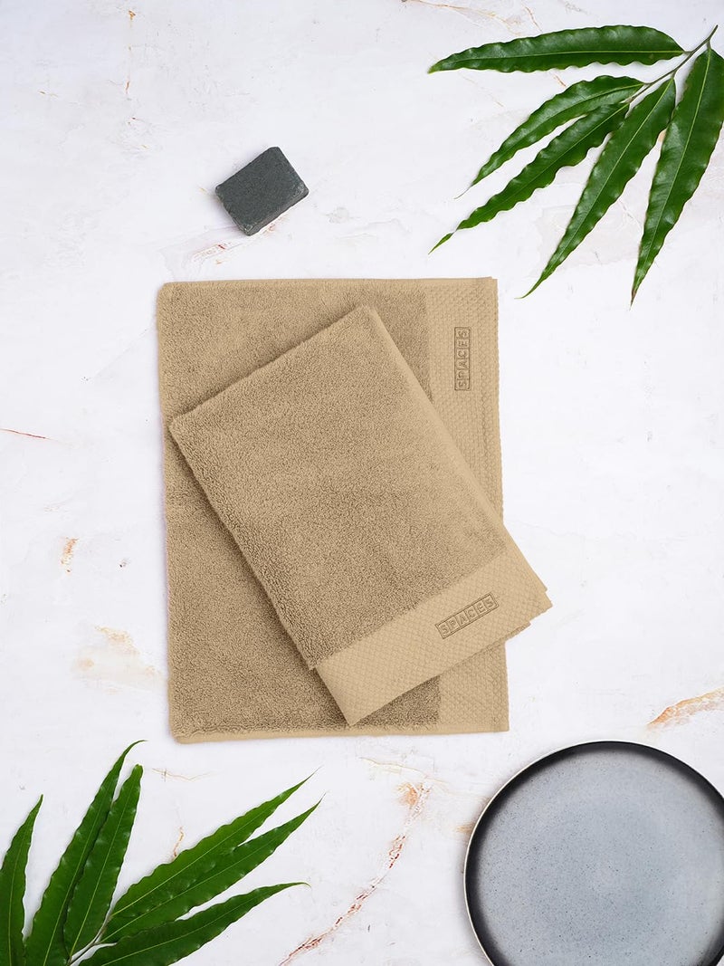 Spaces Colorfas 100% Egyptian Cotton | Easy Care Ultra Soft High Absorbency| 670 GSM |Hand Towel (Solid, 40cmx60cm) - Beige - Image 3