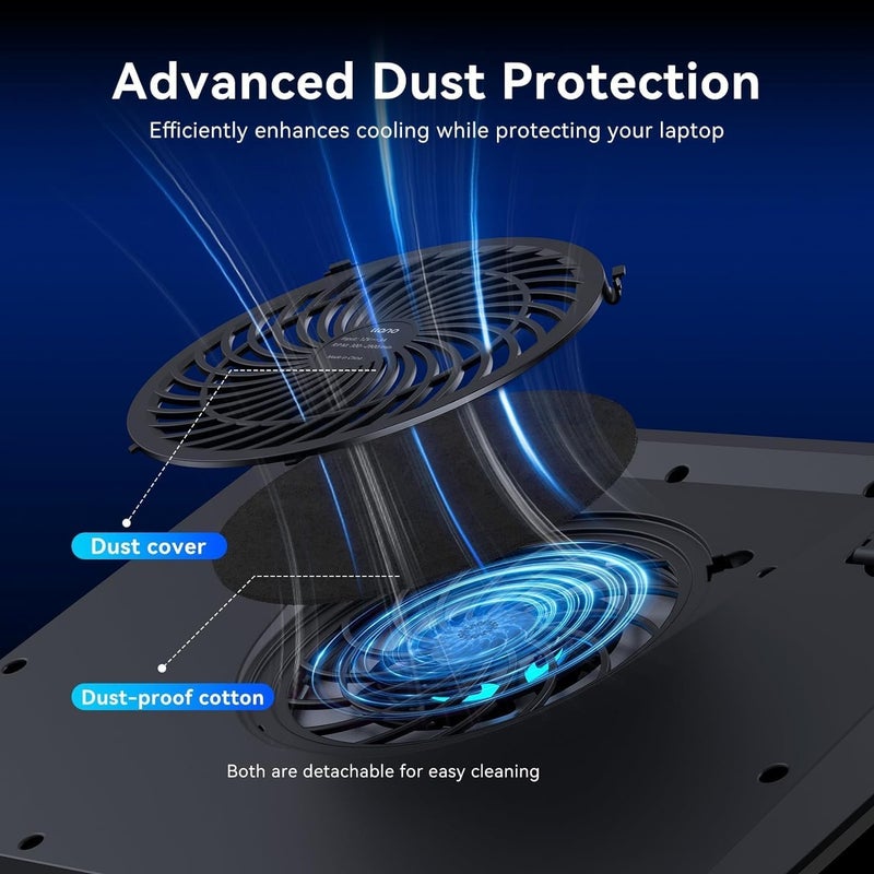 Gaming Laptop Cooler with 5.5-inch External , Adjustable Speed and Touch Control - Image 3