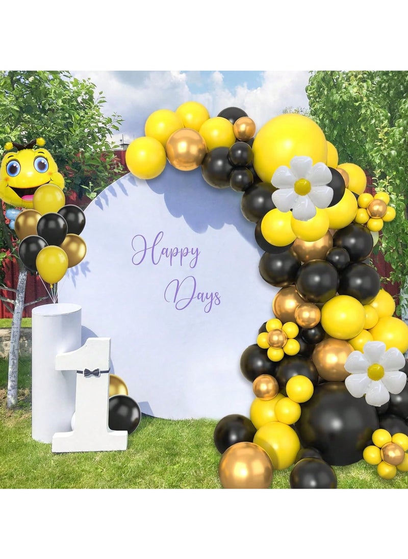 Generic - Bee Design Balloons Set of 119 pieces of latex balloons in various colors and 3 different sizes, 2 cute bee design balloons and 2 flower design balloons. A set suitable for decorating birthday parties, newborns and all special parties. - Image 1