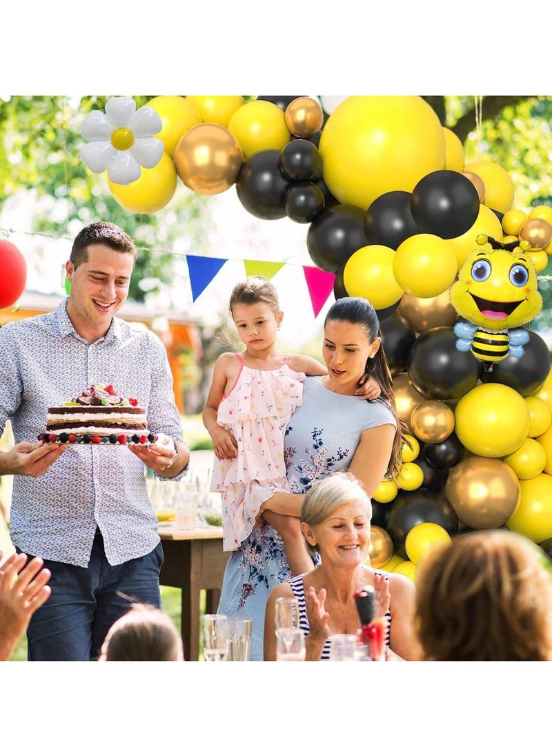Generic - Bee Design Balloons Set of 119 pieces of latex balloons in various colors and 3 different sizes, 2 cute bee design balloons and 2 flower design balloons. A set suitable for decorating birthday parties, newborns and all special parties. - Image 1