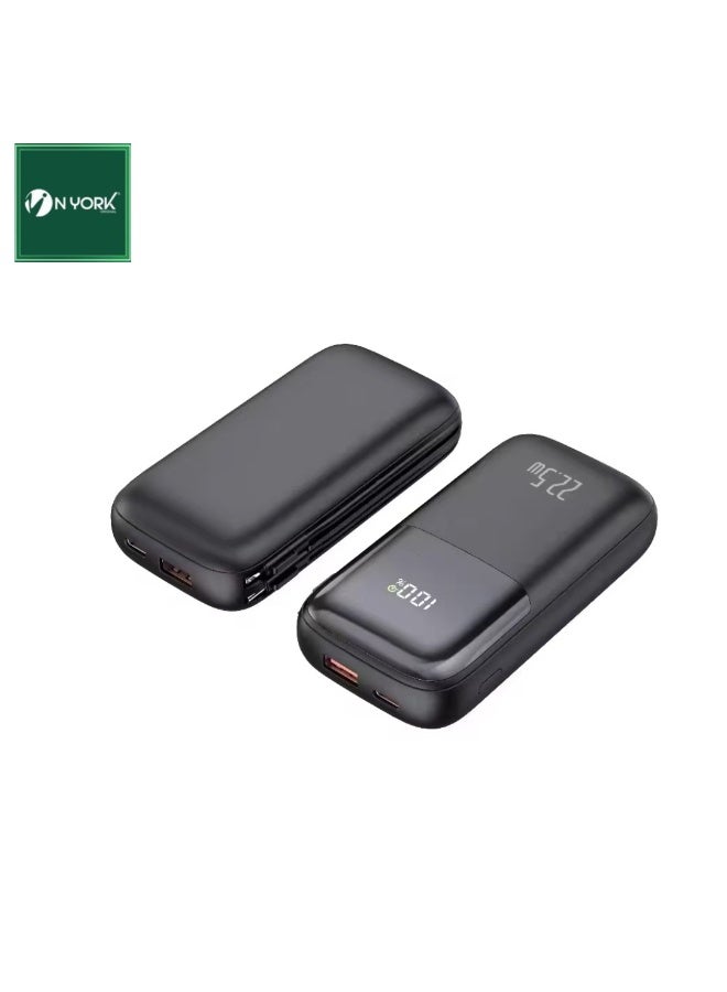 NYORK 10000mAh Power Bank 22.5W with 2 inbuilt cable Lightning And Type C , Fast Charing, Digital Display - PB524 - Image 2